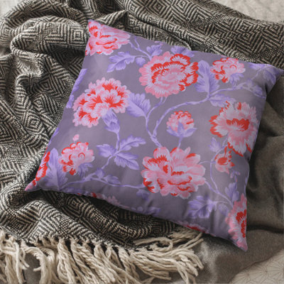 Waldenburg Floral Throw Pillow Denim Pillow Cover Faded Floral Pillow